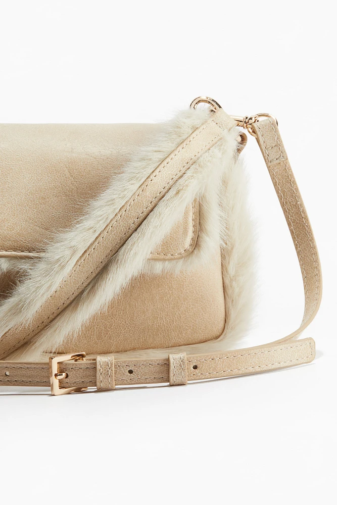 Fluffy-Trim Crossbody Bag