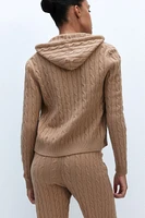 Cable-Knit Hooded Jacket