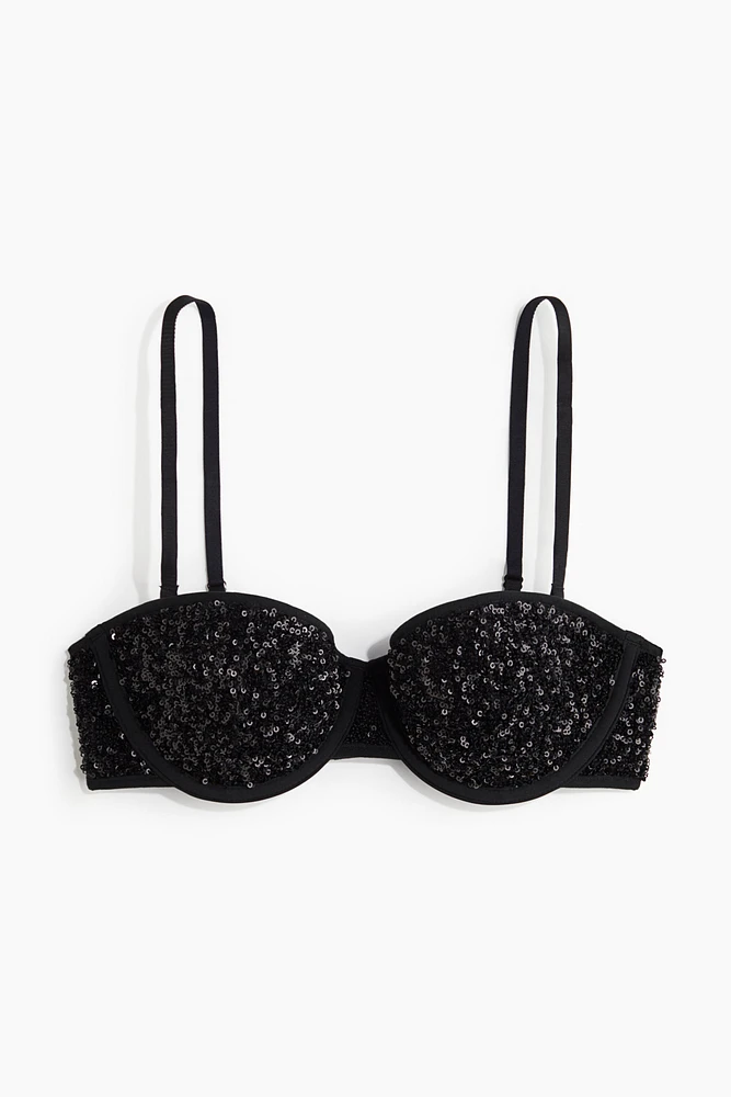 Sequined Padded Balconette Bra