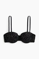 Sequined Padded Balconette Bra