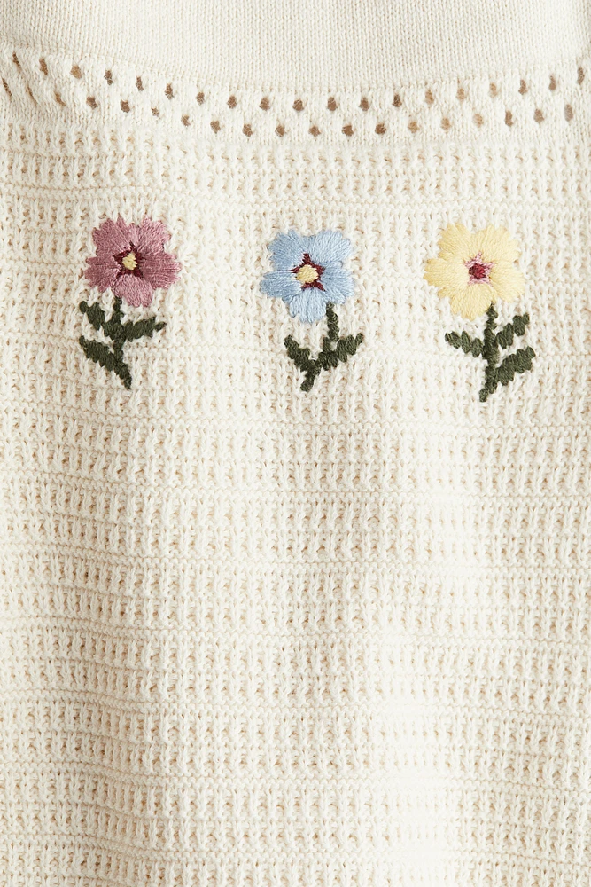 Embroidered-Motif Cotton-Knit Top