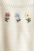 Embroidered-Motif Cotton-Knit Top