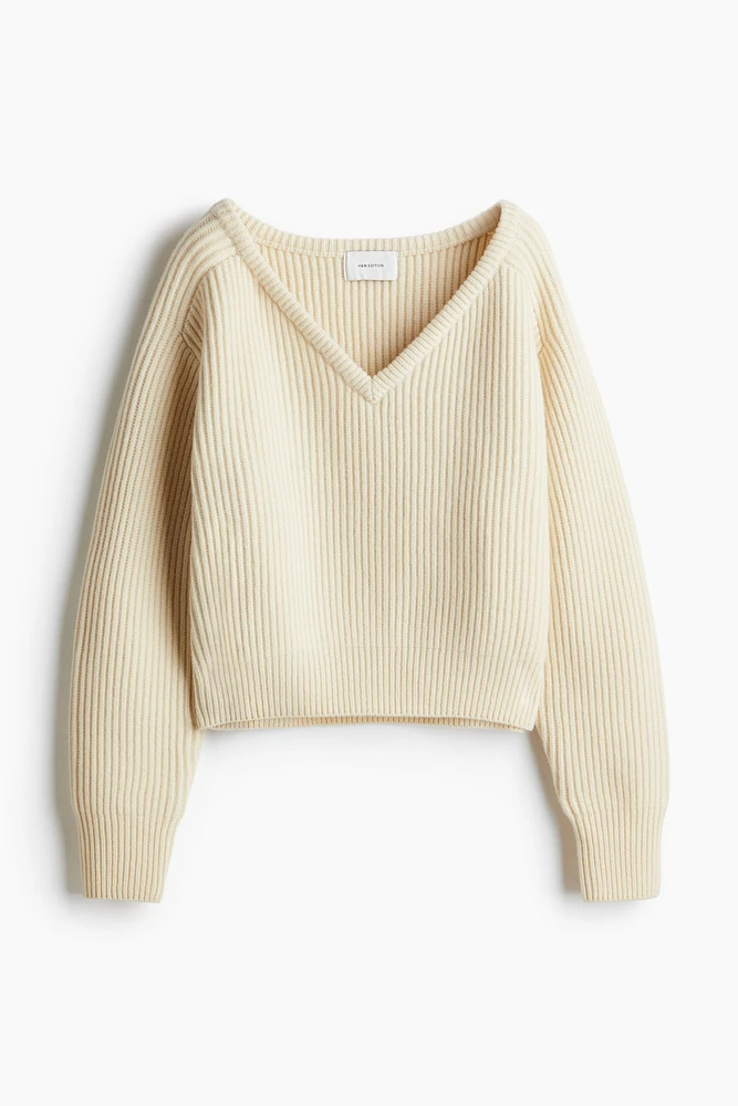 Rib-Knit Wool Sweater