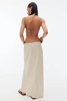 Frayed-edge Linen-blend Skirt