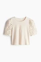 Lace-sleeved Top