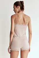 Lace-Trimmed Microfiber Pajamas