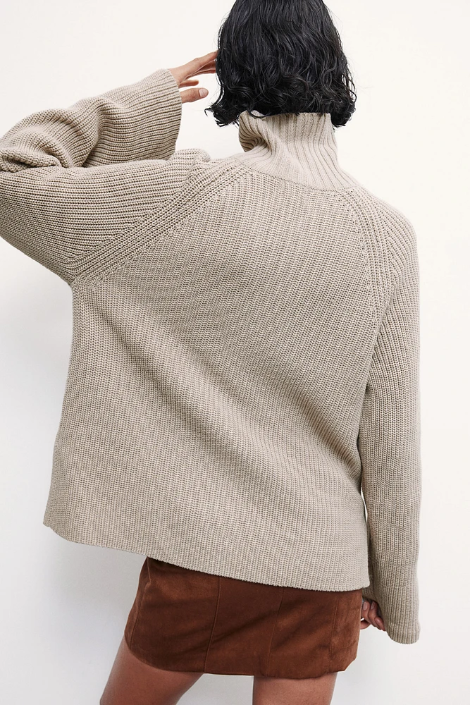 Rib-knit Half-zip Sweater