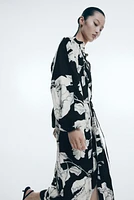 Robe en lin mélangé avec ceinture à nouer
