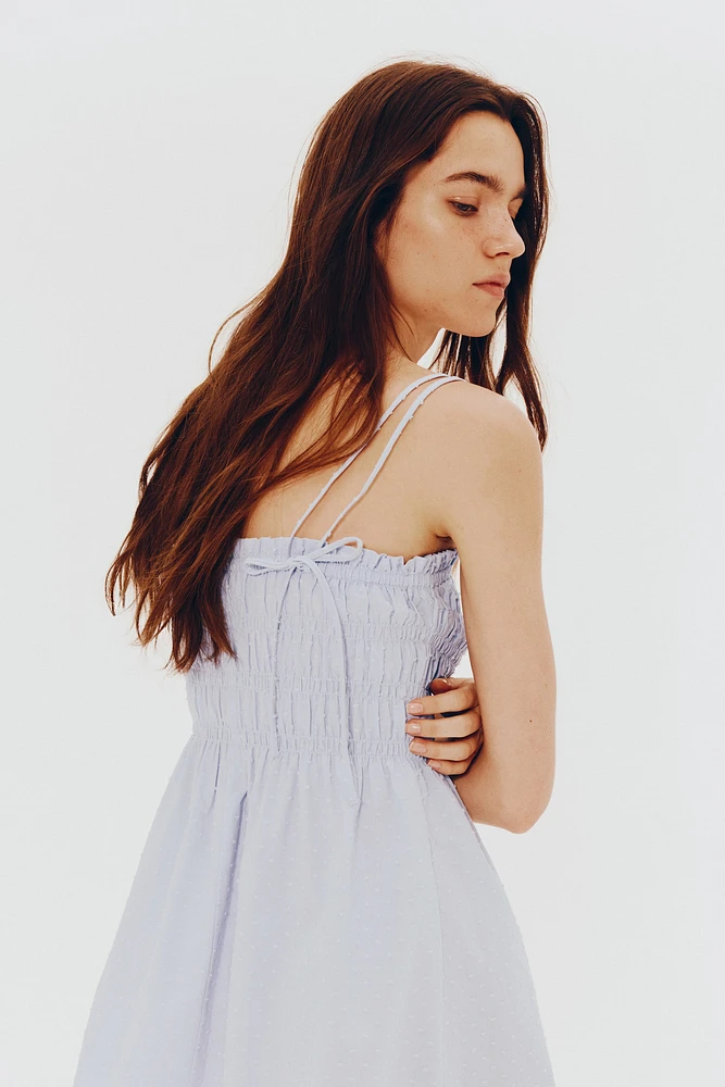 Smocked-Bodice Cotton Dress