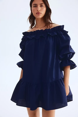 Off-the-Shoulder Poplin Dress