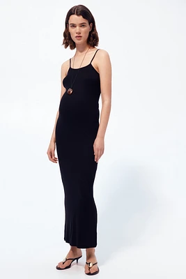 MAMA Rib-Knit Strappy Dress
