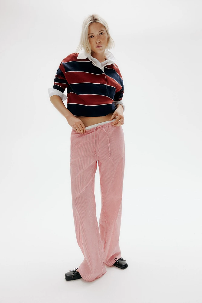 Double-Waistband Poplin Drawstring Pants