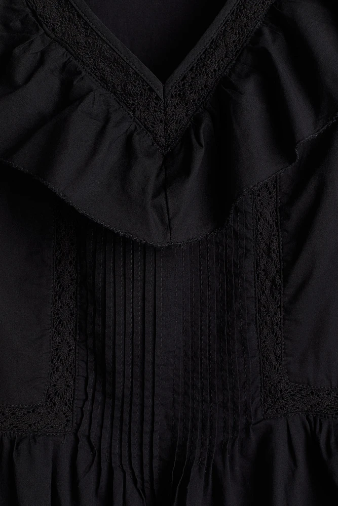 Ruffle-Trimmed Cotton Dress