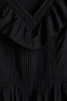 Ruffle-Trimmed Cotton Dress