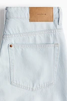 High-Waist Knee-Length Denim Shorts
