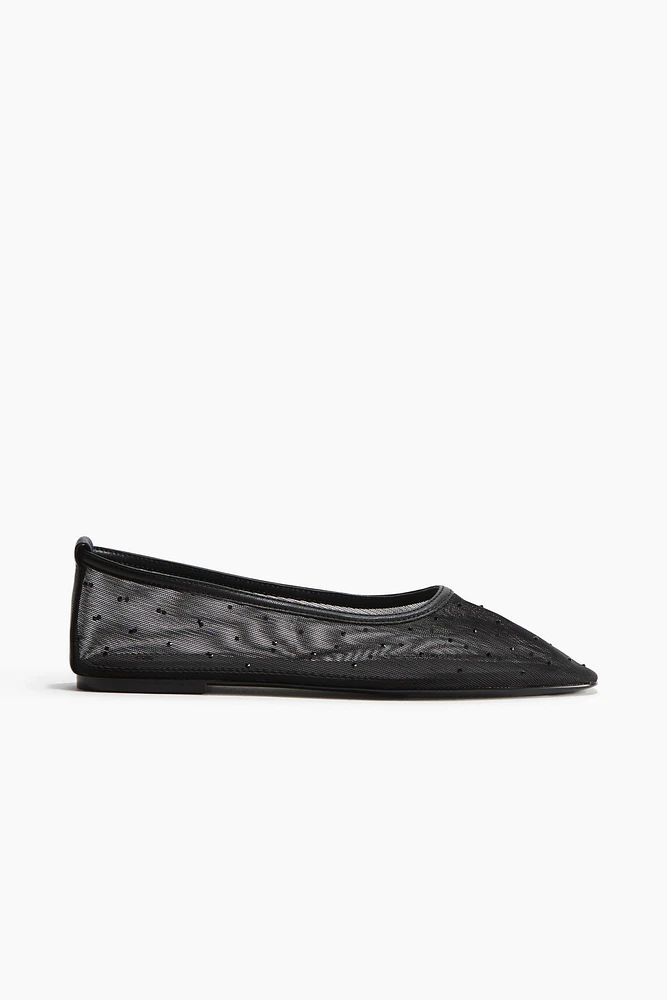 Rhinestone-Embellished Ballet Flats