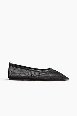Rhinestone-Embellished Ballet Flats