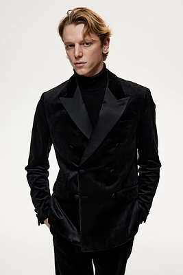 Regular Fit Double-Breasted Velvet Tuxedo Jacket