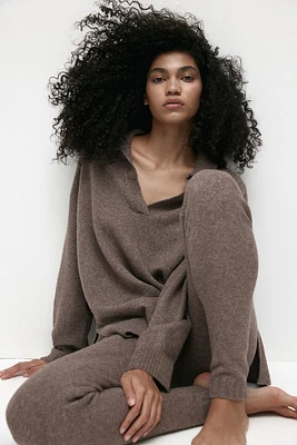 Fine-Knit Sweater with Collar