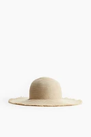 Frayed-edge Straw Hat