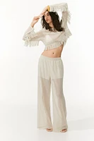Pantalon large en tricot ajouré