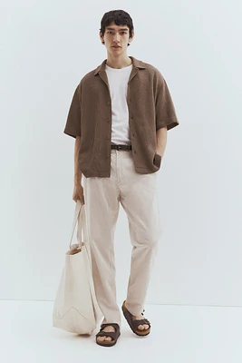 Chemise côtelée ample avec col cubain
