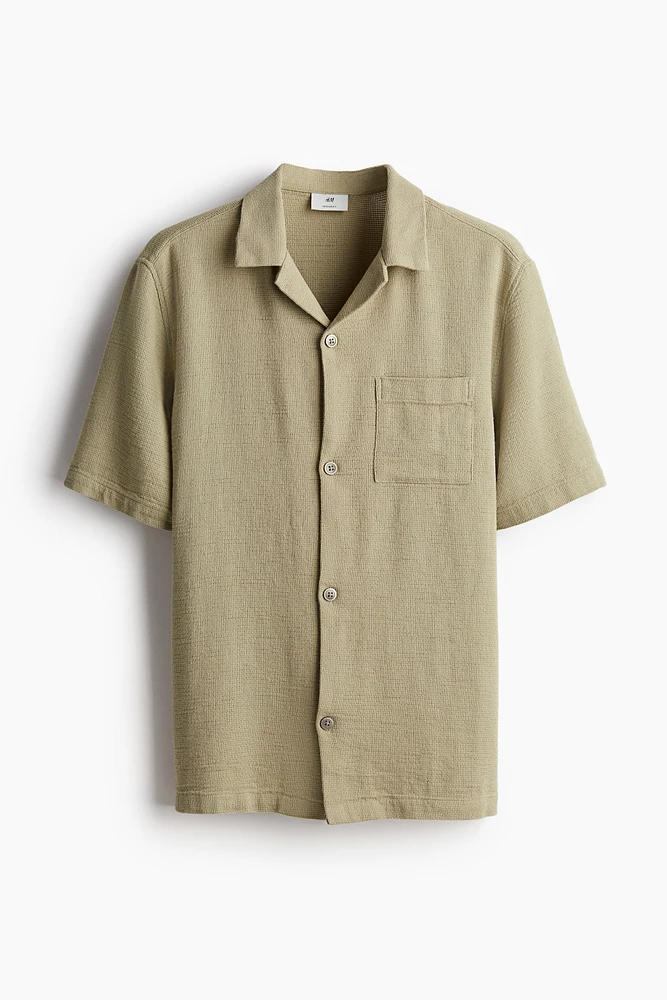 Chemise texturée Coupe Classique avec col cubain