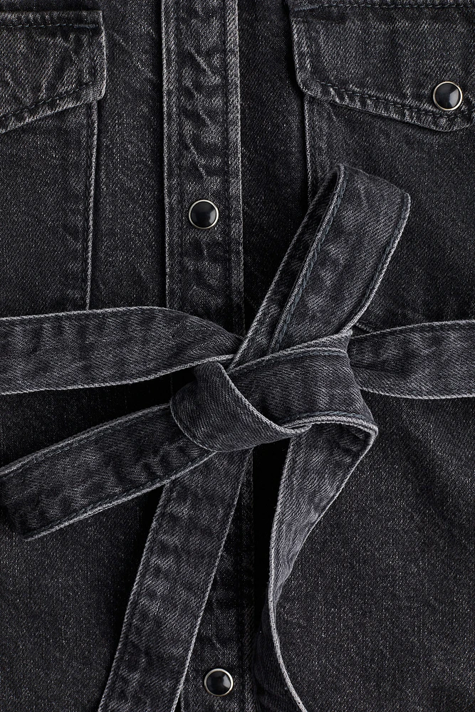 MAMA Tie-Belt Denim Shirt