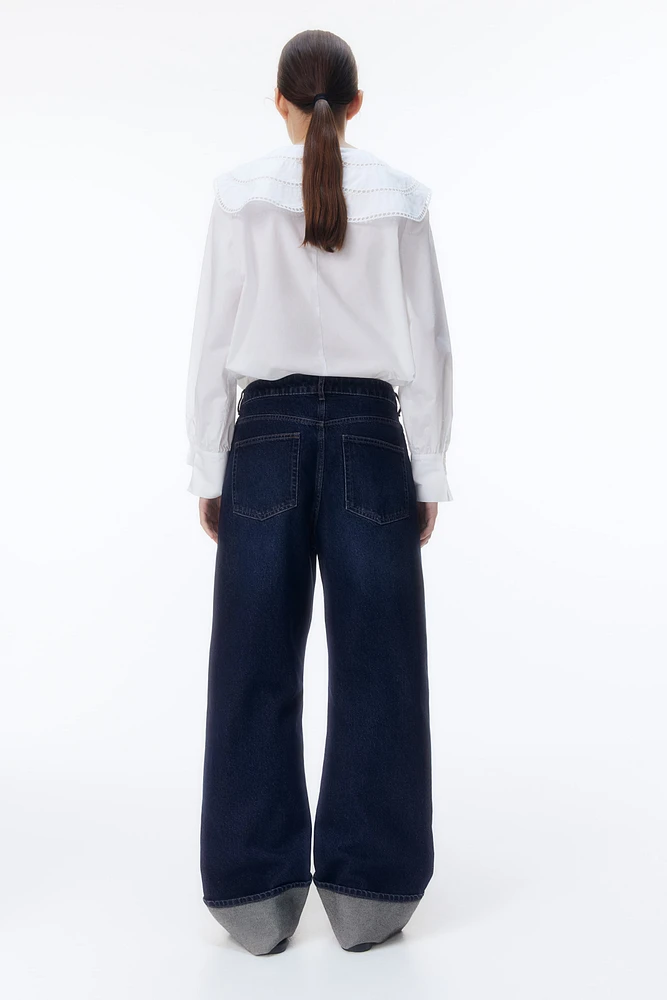 Straight-Cut Foldover-Cuff Jeans