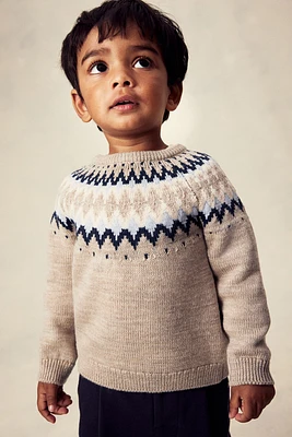 Jacquard-Knit Wool Sweater