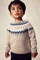 Jacquard-Knit Wool Sweater