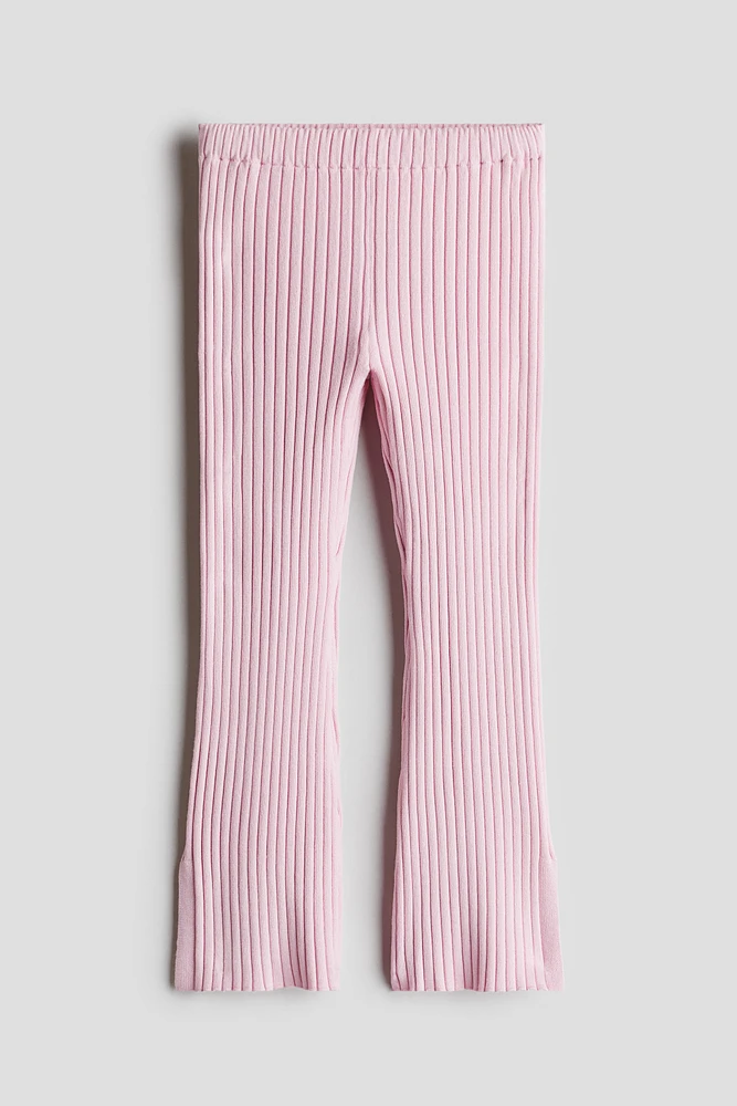 Flared Rib-Knit Pants