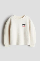 Embroidered Teddy Fleece Sweatshirt