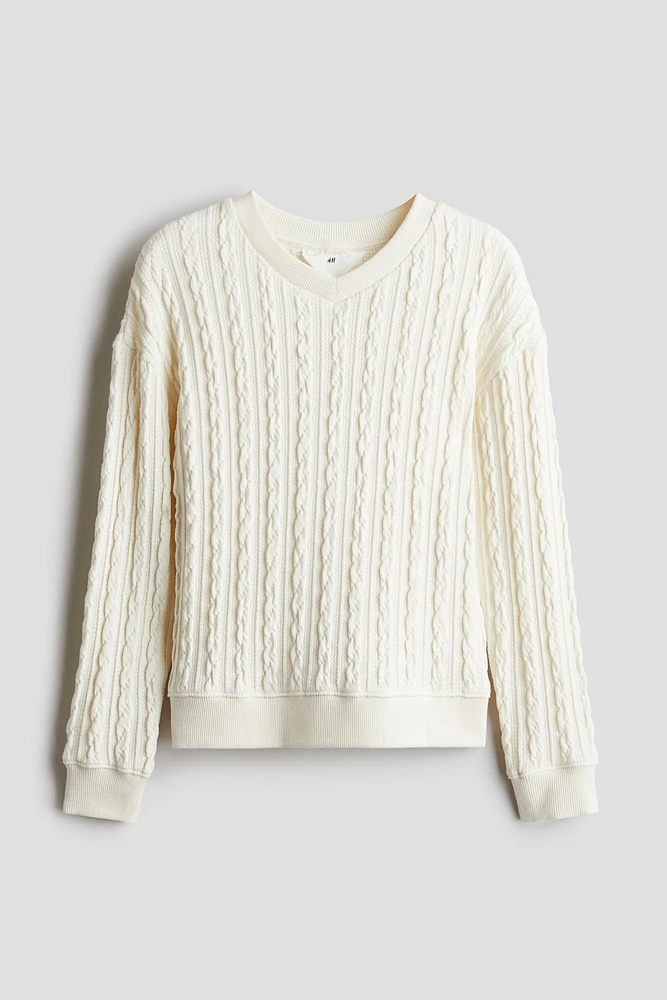 Cable-Knit V-neck Sweater