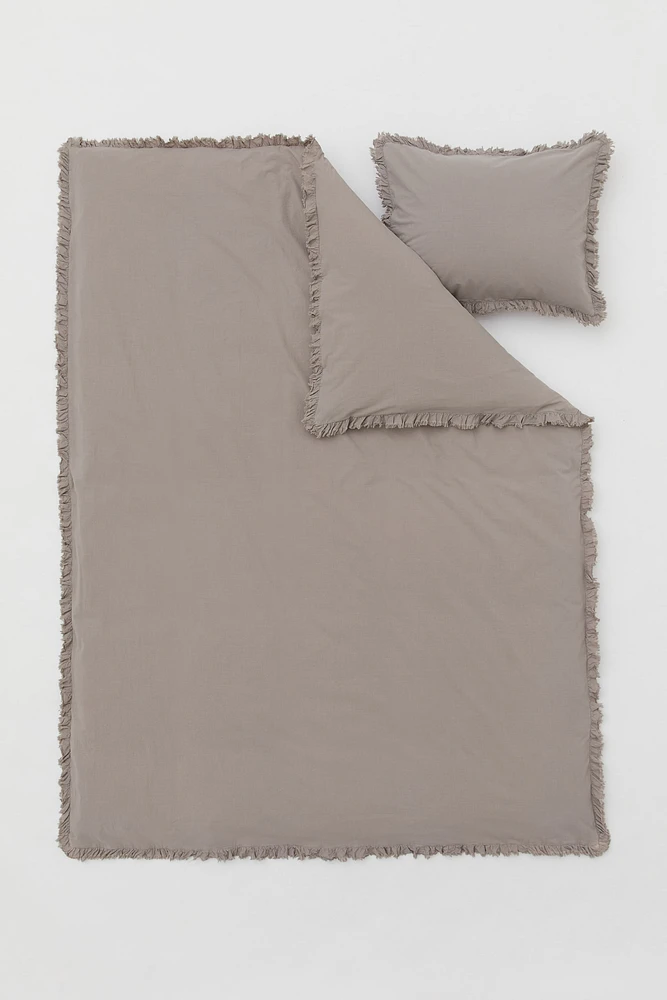 Ruffle-trimmed Twin Duvet Cover Set