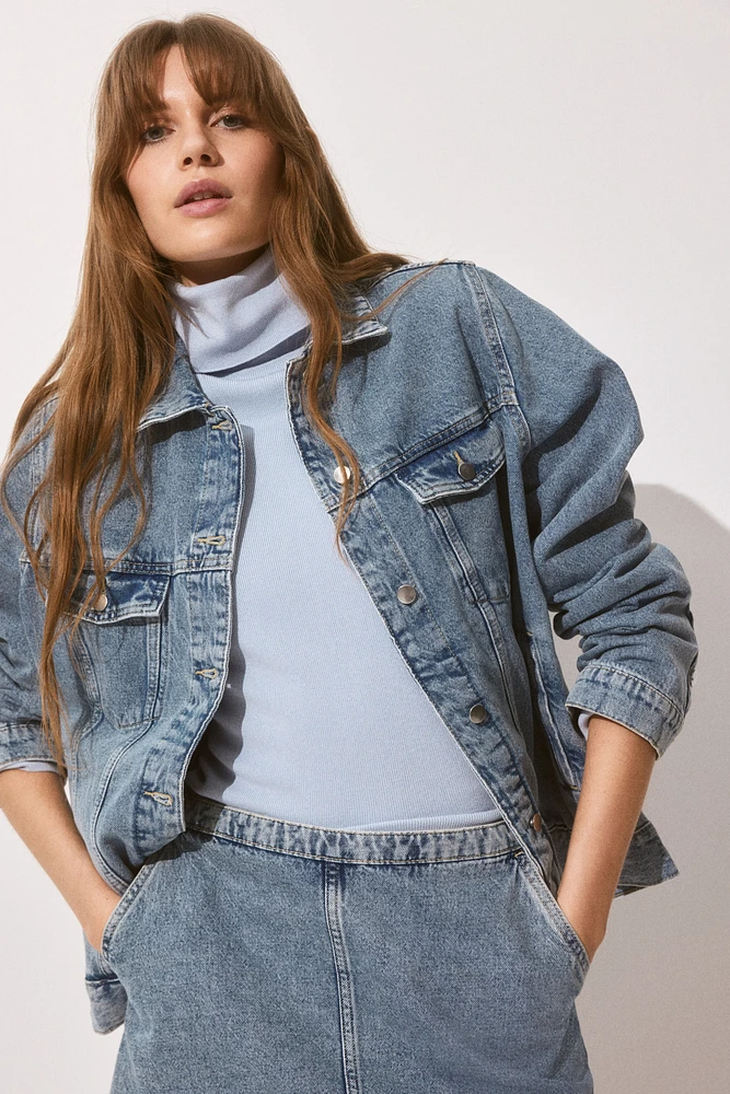 Denim Jacket with Shoulder Pads