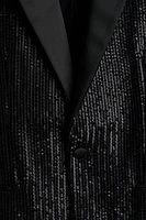 Regular Fit Single-Breasted Sequined Tuxedo Jacket