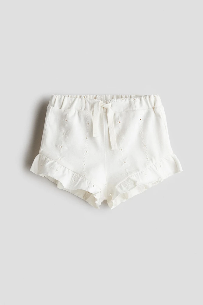 Short en jersey avec broderie anglaise
