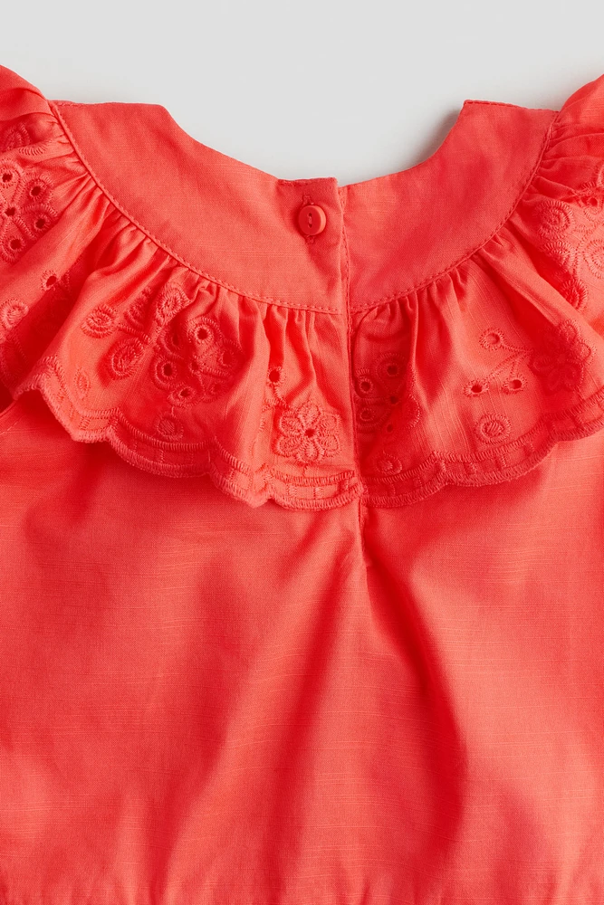 Ruffle-trimmed Cotton Dress