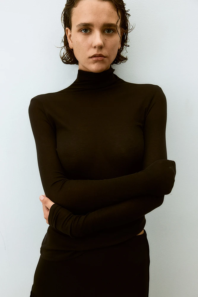 Pima Cotton Turtleneck Top