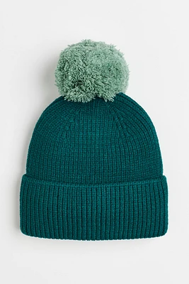 Rib-knit Pompom Hat