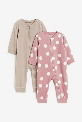 Lot de 2 pyjamas à glissière en molleton
