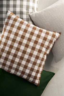 Gingham-Checked Cotton Cushion Cover