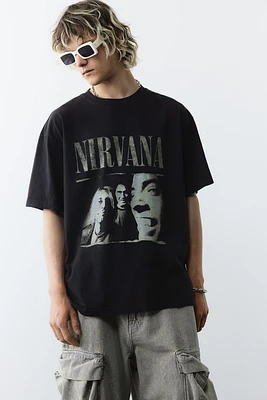 Loose Fit Vintage-Look Printed T-Shirt