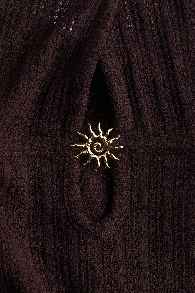 Embellished pointelle-knit dress