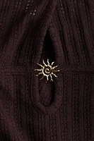 Embellished pointelle-knit dress