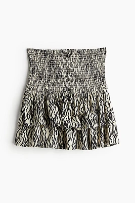 Smocked-waist Tiered Skirt