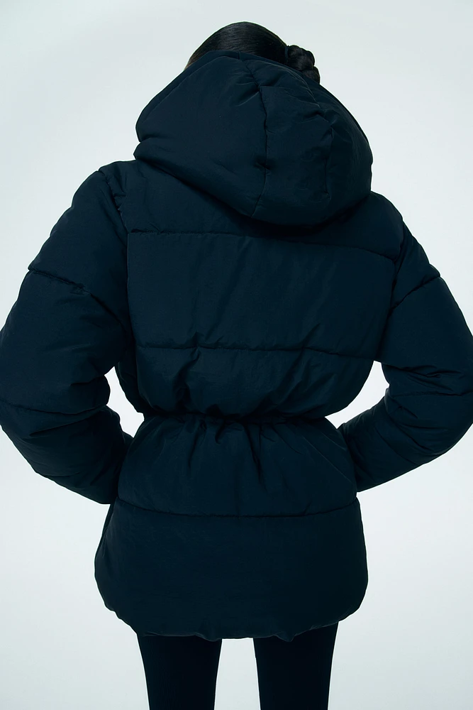 Oversized Drawstring-Waist Puffer Jacket