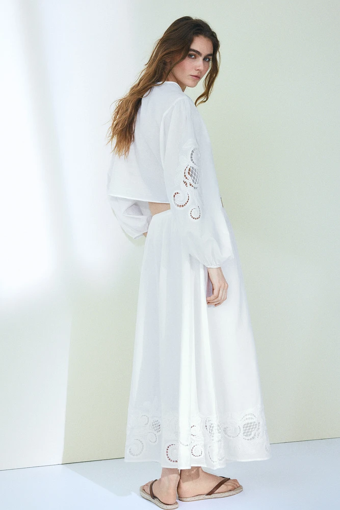 Cotton Skirt with Eyelet Embroidery