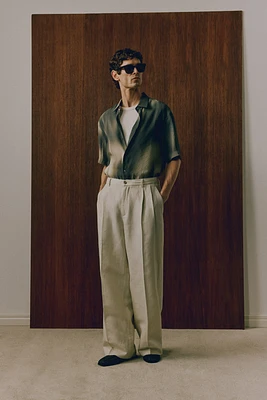 Chemise classique à col cubain en modal mélangé